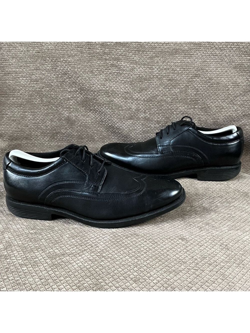 NUNN BUSH Men’s Black Wingtip Lace Up Leather Dress Shoes sz 9.5M LIKE NEW - Picture 7 of 16